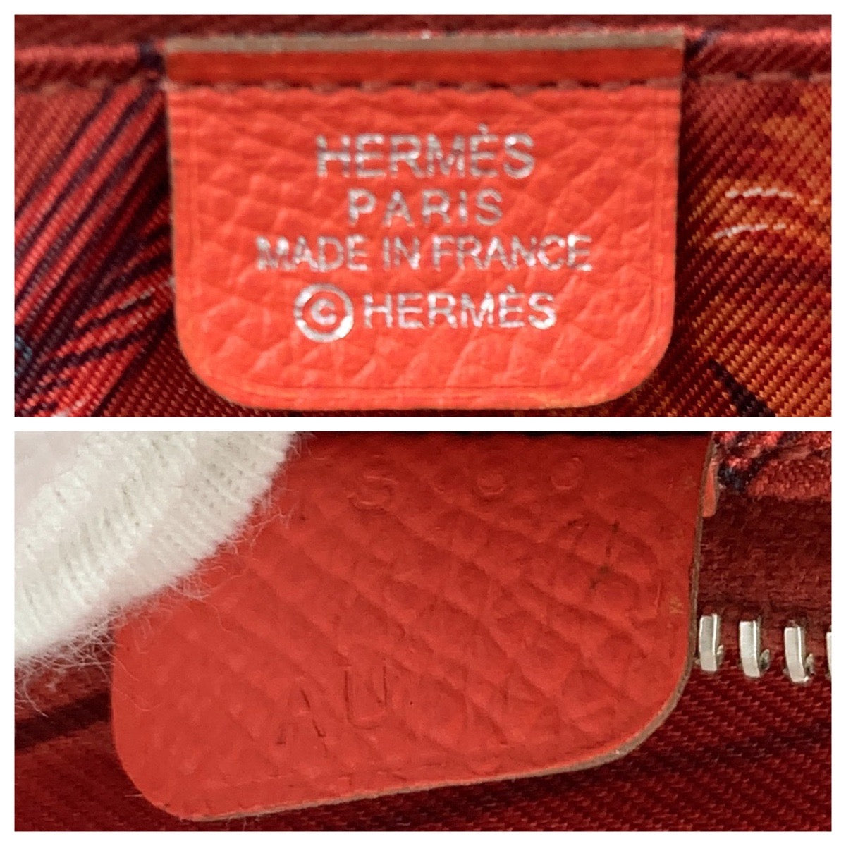 10975
 HERMES Azap Long Silk In Red Orange Epsom Leather Long Wallet Round Zipper A Stamp Women's