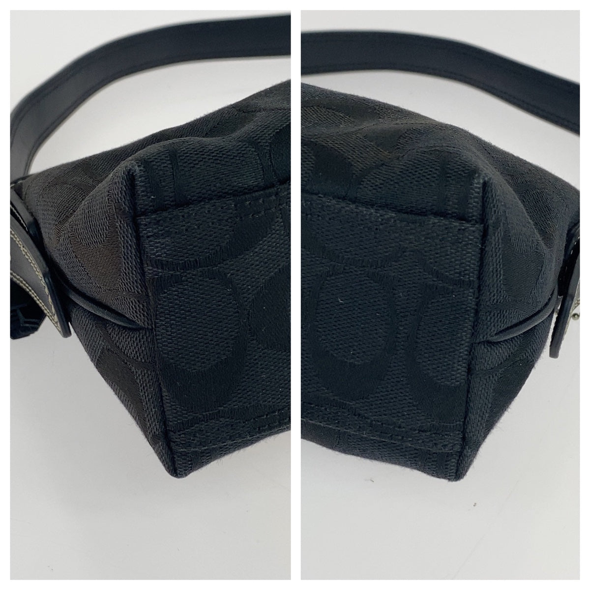 COACH コーチ シグネチャー ブラック 黒 シルバー金具 キャンバス 8K01 ワンショルダーバッグ アクセサリーポーチ  レディース