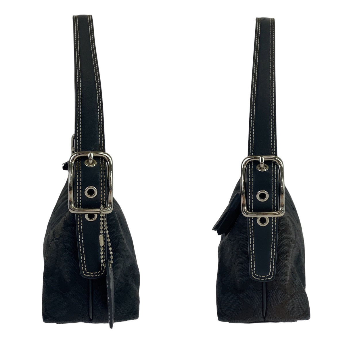 COACH コーチ シグネチャー ブラック 黒 シルバー金具 キャンバス 8K01 ワンショルダーバッグ アクセサリーポーチ  レディース