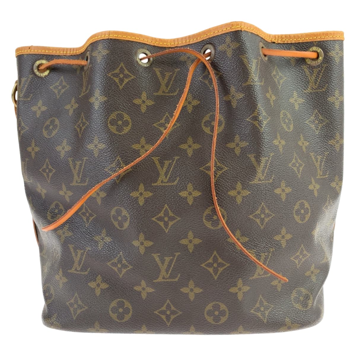 LOUIS VUITTON ルイヴィトン モノグラム プチ ノエ ブラウン 茶 ベージュ ゴールド金具 PVC / レザー M42226 ショルダーバッグ 肩掛け  レディース