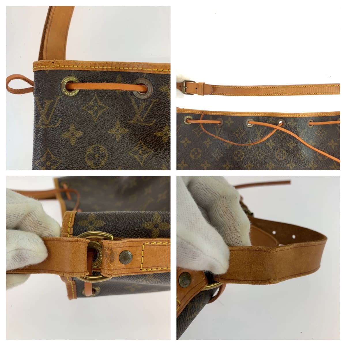 LOUIS VUITTON ルイヴィトン モノグラム プチ ノエ ブラウン 茶 ベージュ ゴールド金具 PVC / レザー M42226 ショルダーバッグ 肩掛け  レディース