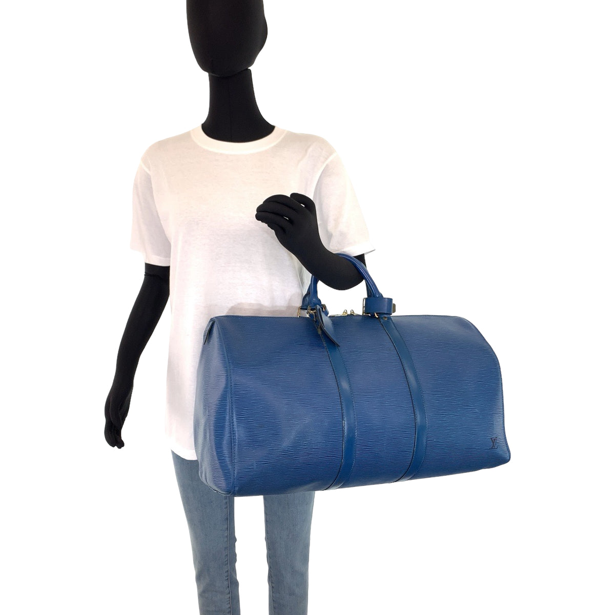 10977
LOUIS VUITTON ルイヴィトン エピ キーポル50 トレドブルー 青 ゴールド金具 エピレザー M42965 ボストンバッグ 男女兼用  メンズ