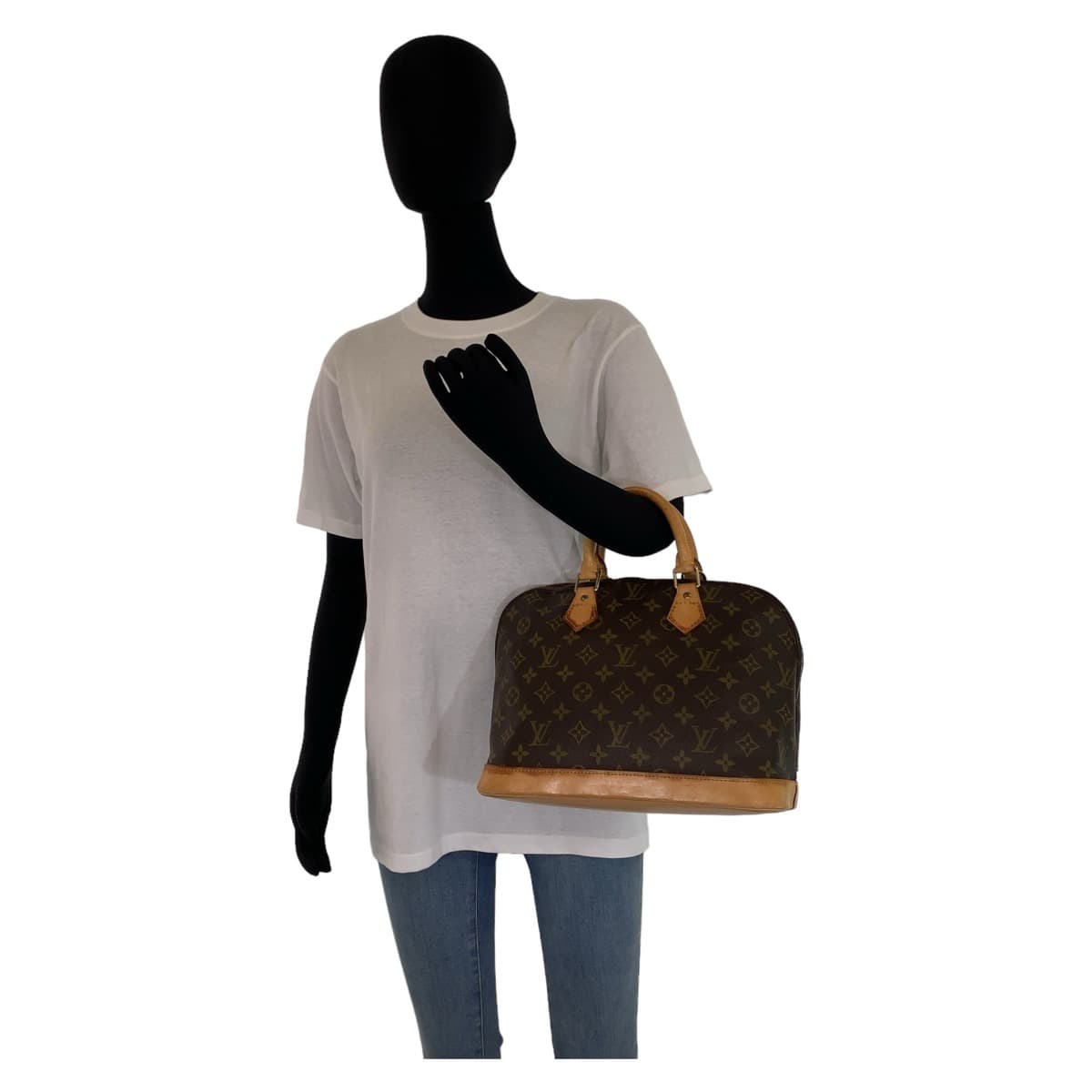 10978
LOUIS VUITTON ルイヴィトン モノグラム アルマPM ブラウン 茶 ゴールド金具 PVC M51130 ハンドバッグ トートバッグ  レディース
