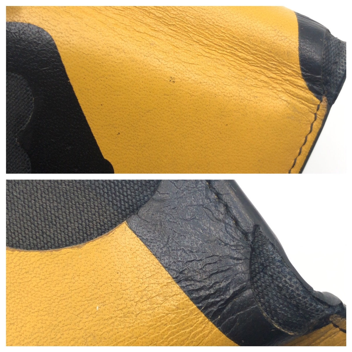 VALENTINO Camouflage Black Yellow Leather/Canvas PR P 617 ASD 2-Fold Wallet Compact Wallet for Men