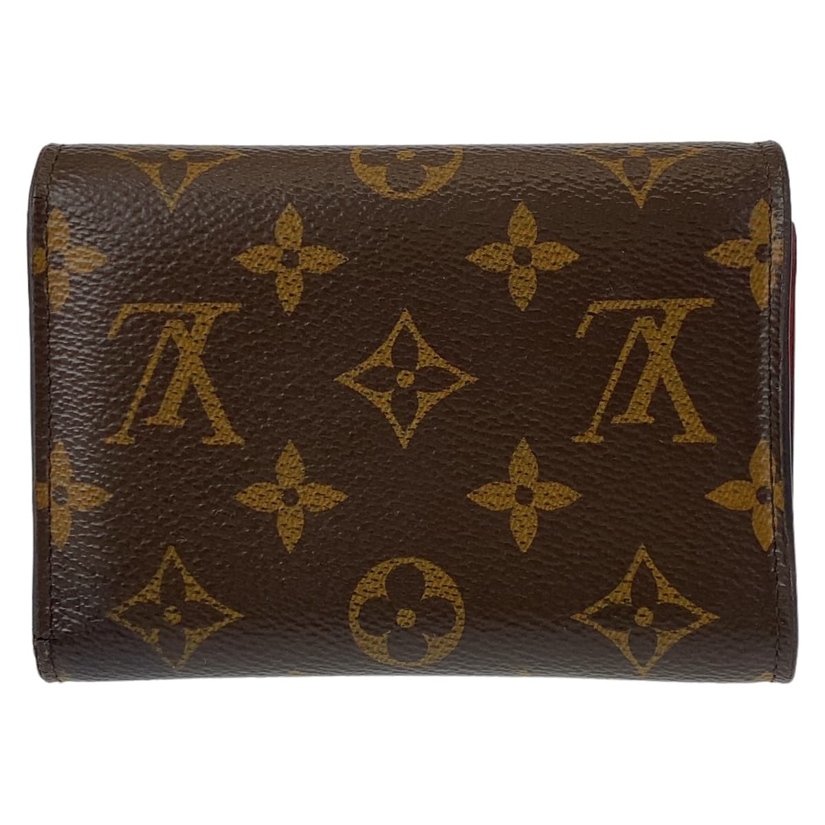 LOUIS VUITTON Louis Vuitton Monogram Portefeuille Flower Brown Red Gold Hardware PVC M62567 Tri-fold Wallet Compact Wallet Women's