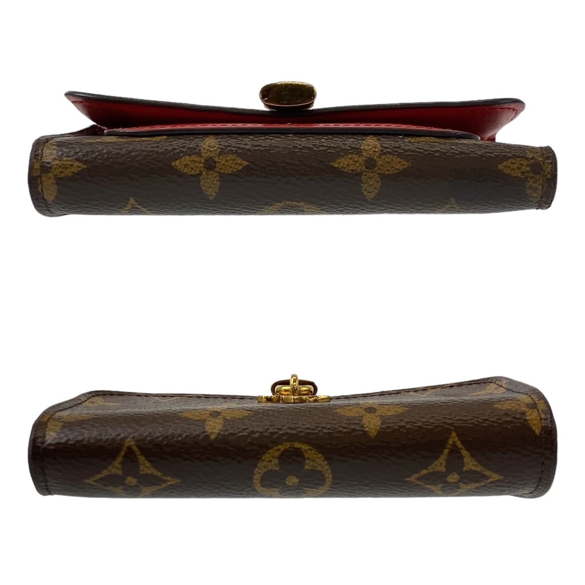 LOUIS VUITTON Louis Vuitton Monogram Portefeuille Flower Brown Red Gold Hardware PVC M62567 Tri-fold Wallet Compact Wallet Women's