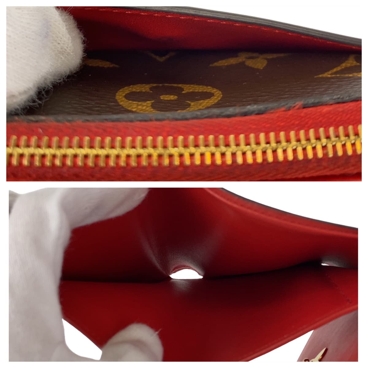 LOUIS VUITTON Louis Vuitton Monogram Portefeuille Flower Brown Red Gold Hardware PVC M62567 Tri-fold Wallet Compact Wallet Women's