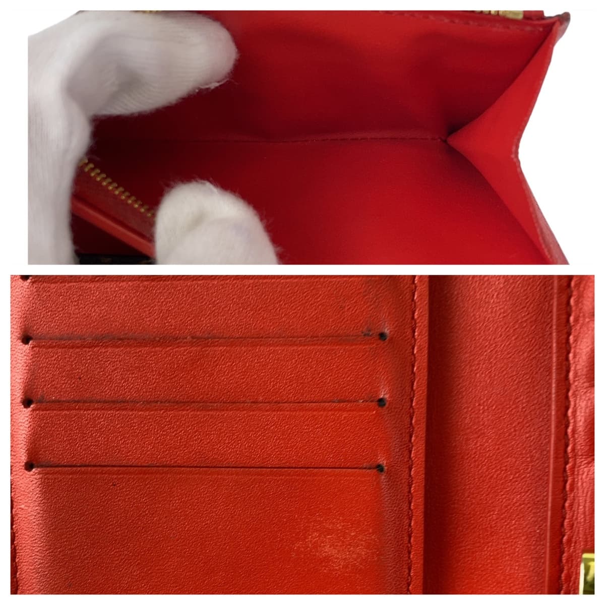 LOUIS VUITTON Louis Vuitton Monogram Portefeuille Flower Brown Red Gold Hardware PVC M62567 Tri-fold Wallet Compact Wallet Women's