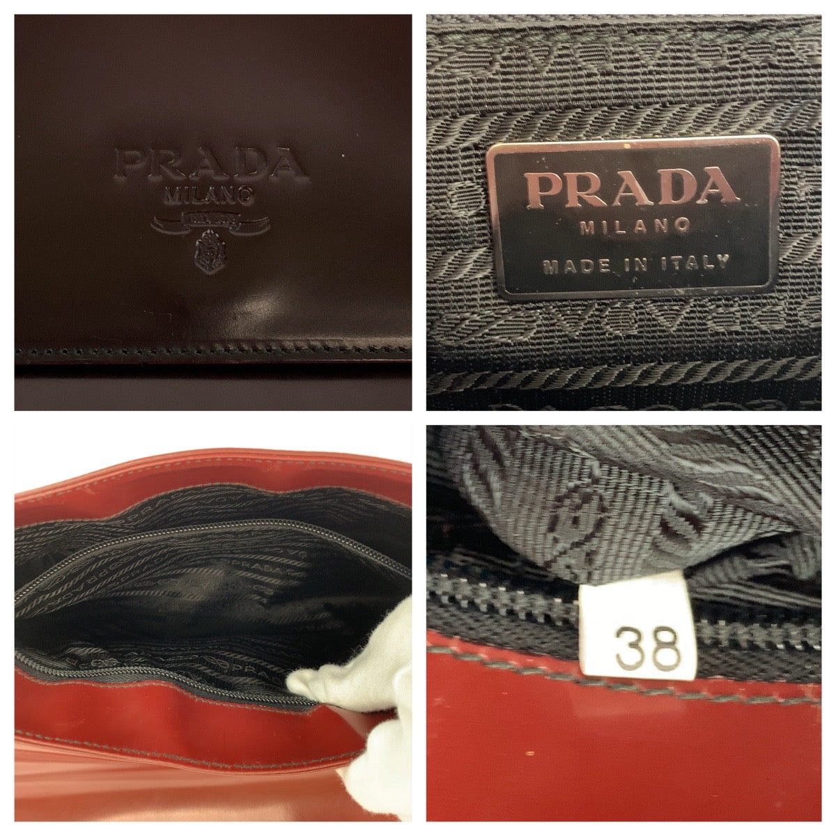 PRADA Prada Bordeaux Wine Red Silver Hardware Patent Leather B7443 One Shoulder Bag for Women