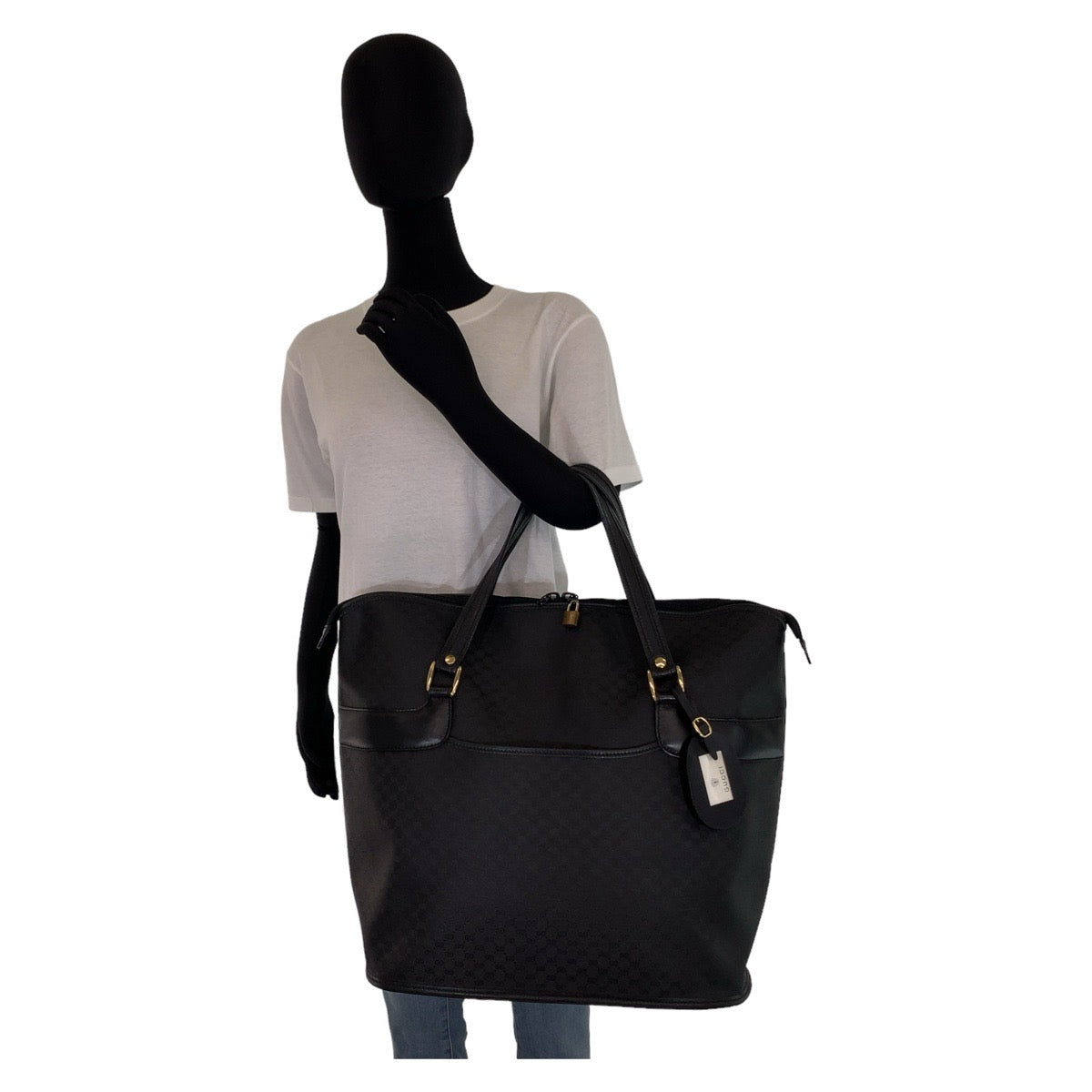 GUCCI グッチ ヴィンテージ オールドグッチ マイクロGG ブラック 黒 ゴールド金具 GGスプリームキャンバス 012 525 1742 トートバッグ ボストンバッグ  レディース