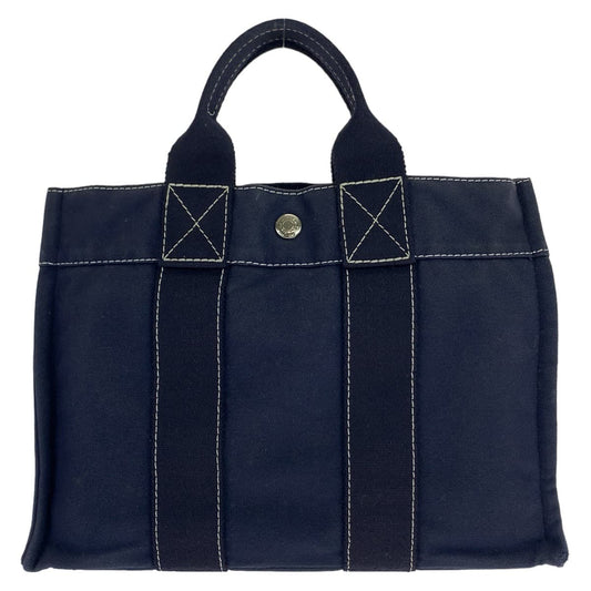 HERMES エルメス ドーヴィルPM ネイビー 紺 シルバー金具 キャンバス トートバッグ ハンドバッグ  レディース