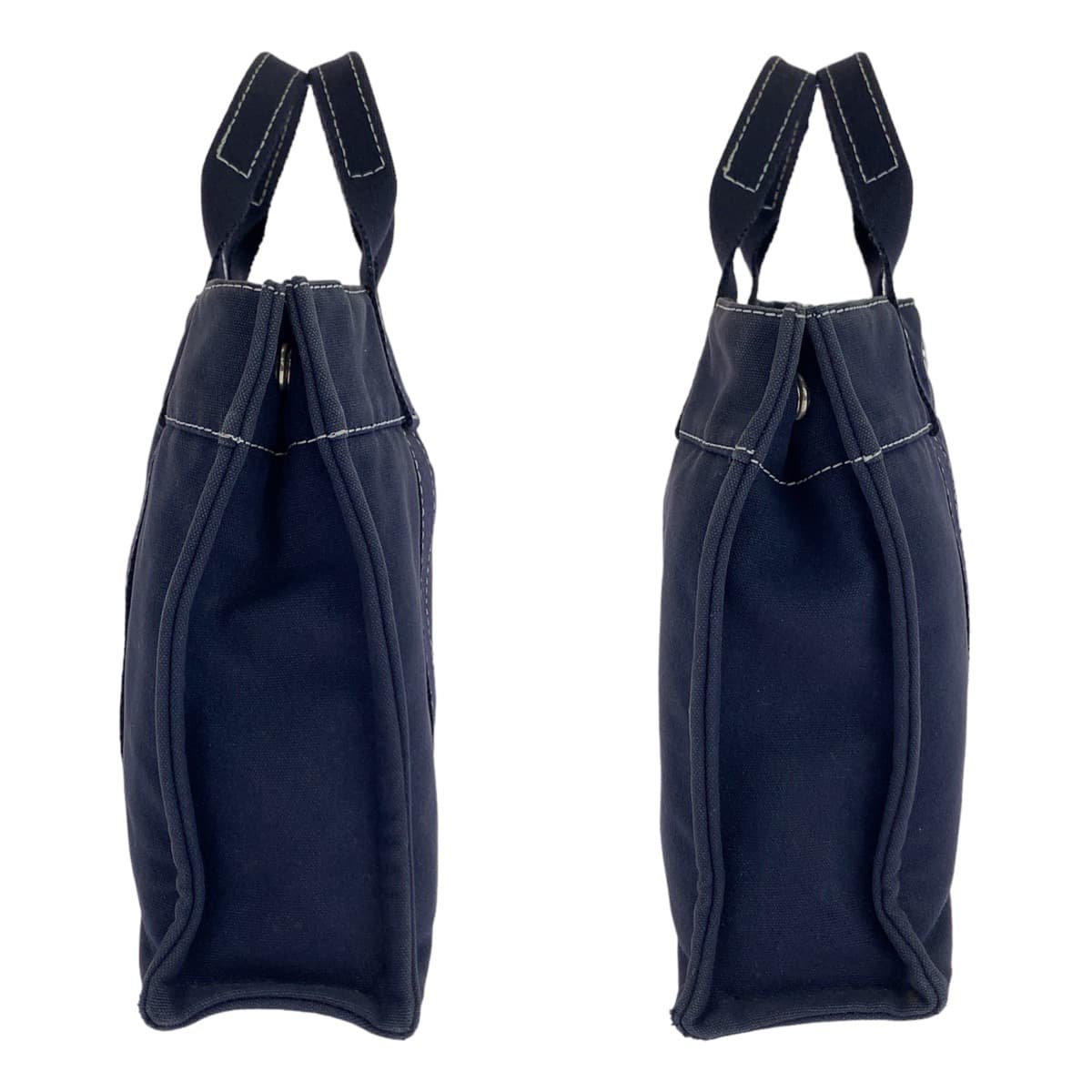 HERMES エルメス ドーヴィルPM ネイビー 紺 シルバー金具 キャンバス トートバッグ ハンドバッグ  レディース
