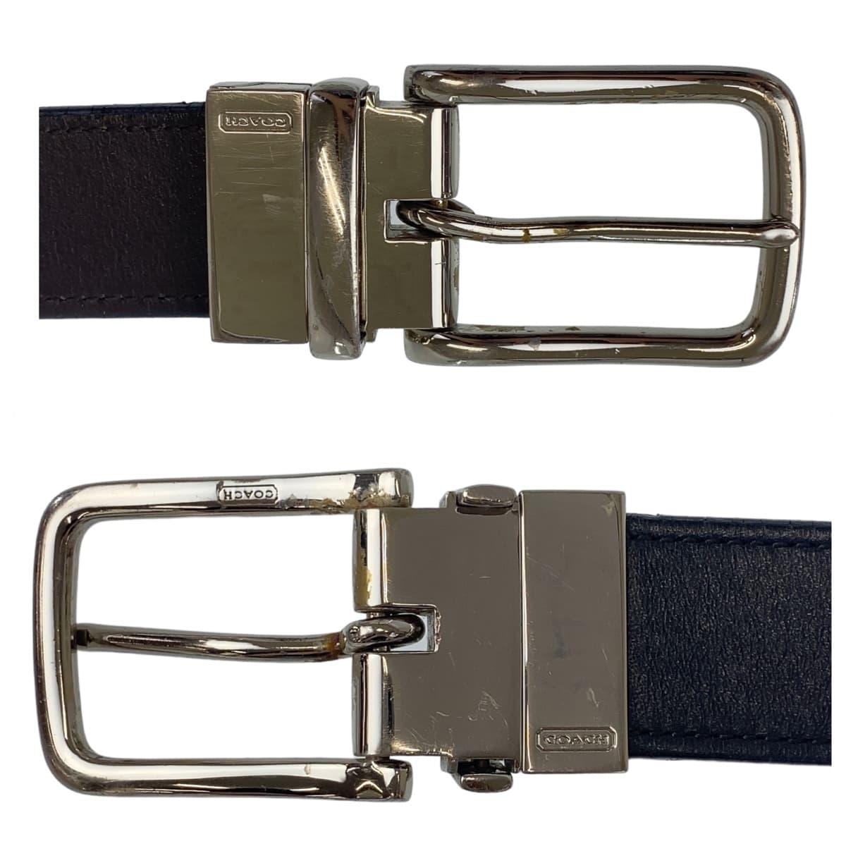 COACH コーチ ブラウン ブラック 黒 シルバー金具 レザー ベルト  メンズ