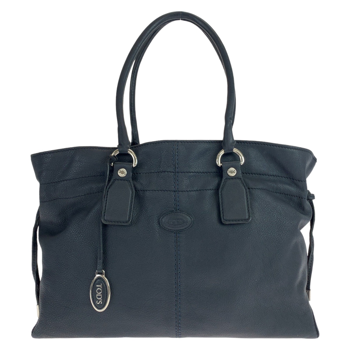 TOD’S トッズ ブラック 黒 シルバー金具 レザー トートバッグ ハンドバッグ  レディース