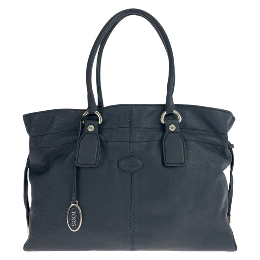 TOD’S トッズ ブラック 黒 シルバー金具 レザー トートバッグ ハンドバッグ  レディース