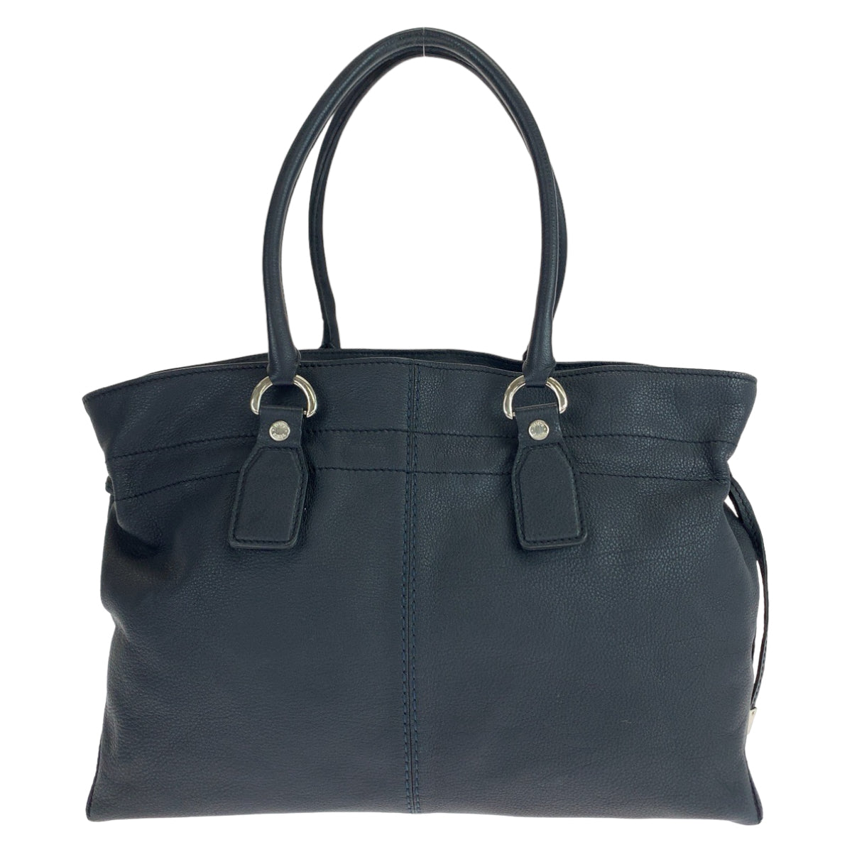 TOD’S トッズ ブラック 黒 シルバー金具 レザー トートバッグ ハンドバッグ  レディース
