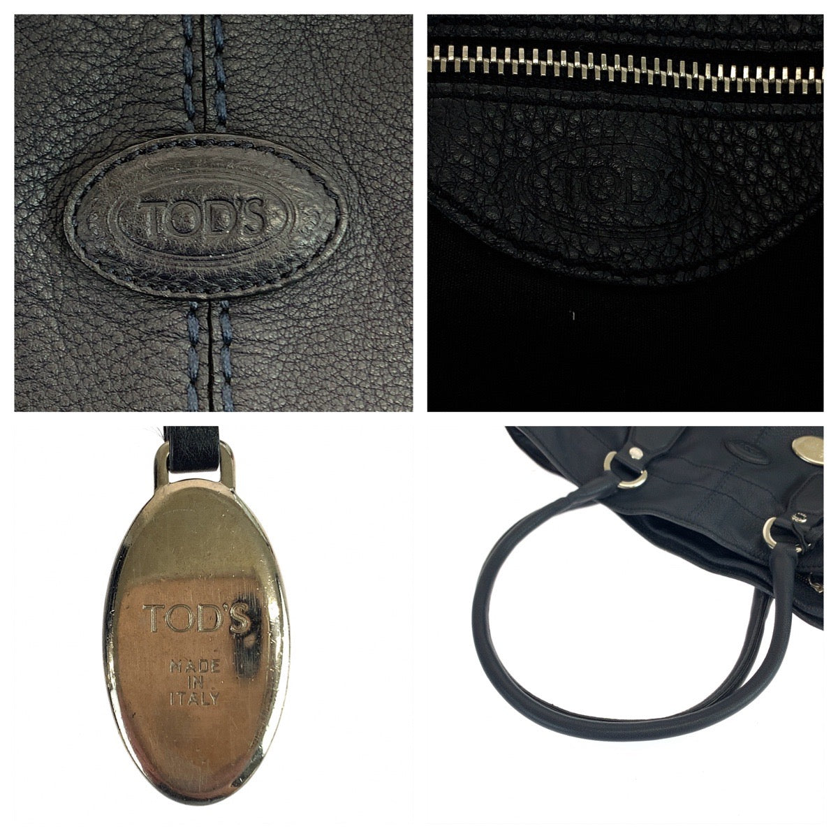 TOD’S トッズ ブラック 黒 シルバー金具 レザー トートバッグ ハンドバッグ  レディース