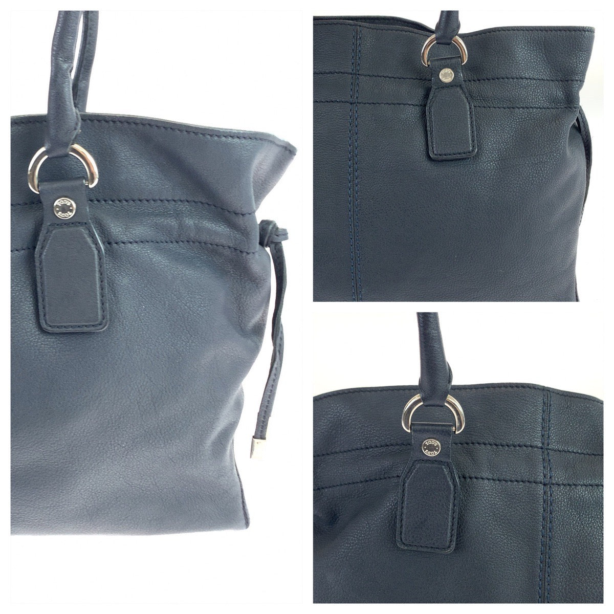 TOD’S トッズ ブラック 黒 シルバー金具 レザー トートバッグ ハンドバッグ  レディース