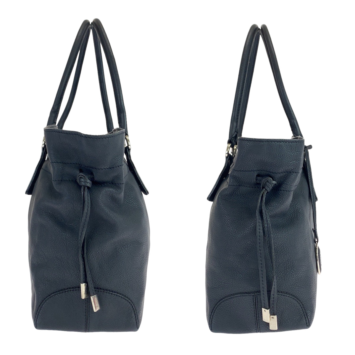 TOD’S トッズ ブラック 黒 シルバー金具 レザー トートバッグ ハンドバッグ  レディース