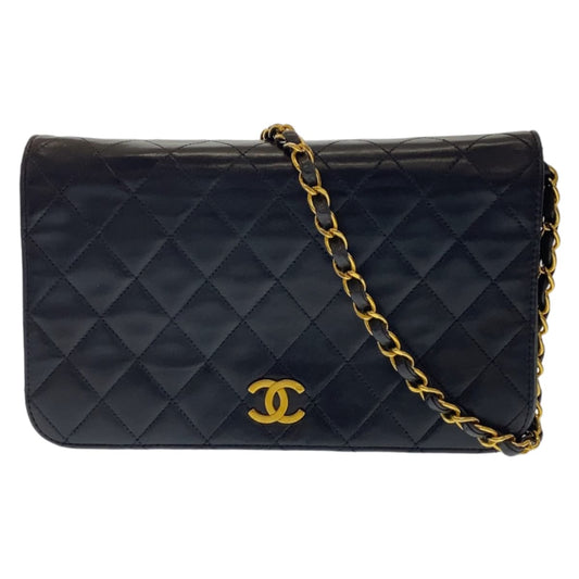 CHANEL シャネル ヴィンテージ マトラッセ ココマーク シングルフラップ プッシュロック ブラック 黒 ゴールド金具 ラムスキン ショルダーバッグ チェーンショルダー  レディース