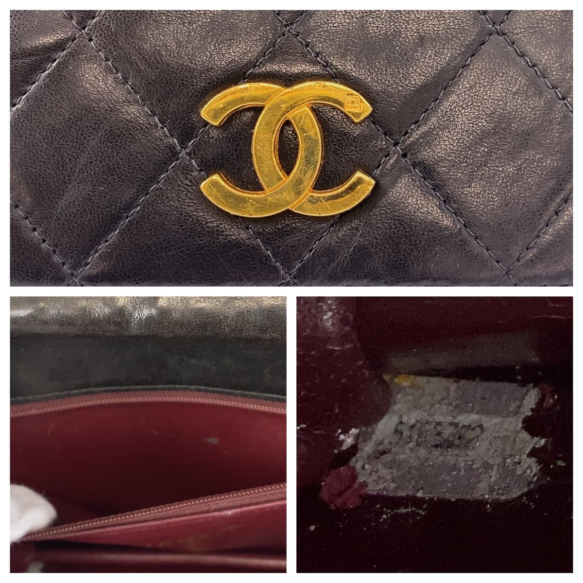 CHANEL シャネル ヴィンテージ マトラッセ ココマーク シングルフラップ プッシュロック ブラック 黒 ゴールド金具 ラムスキン ショルダーバッグ チェーンショルダー  レディース