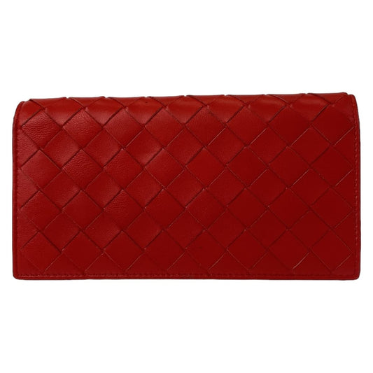 10997
BOTTEGAVENETA ボッテガヴェネタ マキシイントレチャート レッド 赤 シルバー金具 レザー 長財布 コンチネンタルウォレット  レディース