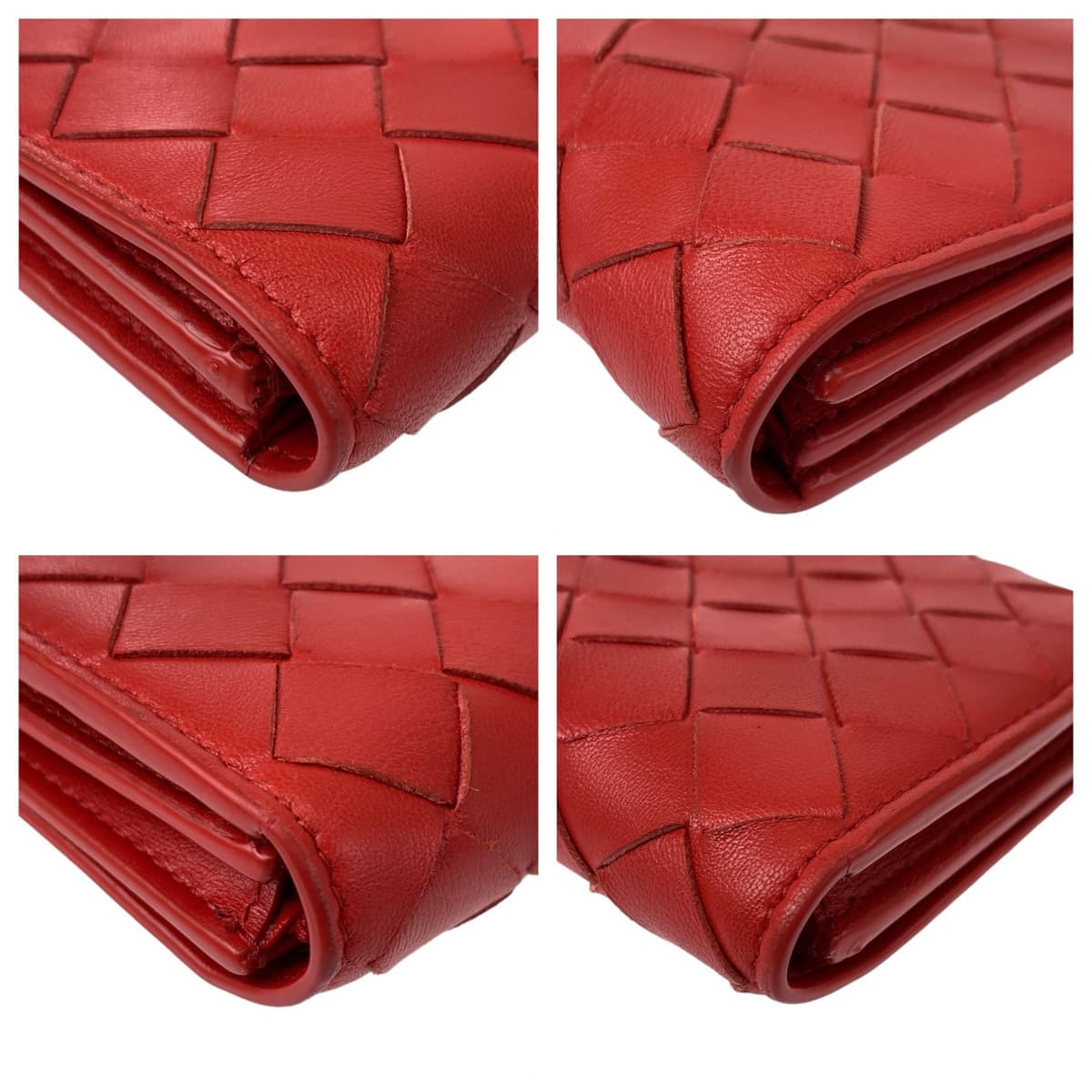 10997
BOTTEGAVENETA ボッテガヴェネタ マキシイントレチャート レッド 赤 シルバー金具 レザー 長財布 コンチネンタルウォレット  レディース
