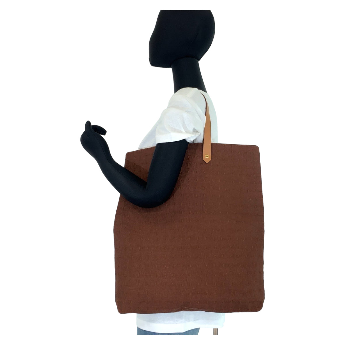 HERMES エルメス アメダバ GM ブラウン 茶 ベージュ ゴールド金具 キャンバス / レザー トートバッグ ショルダーバッグ A4収納  レディース