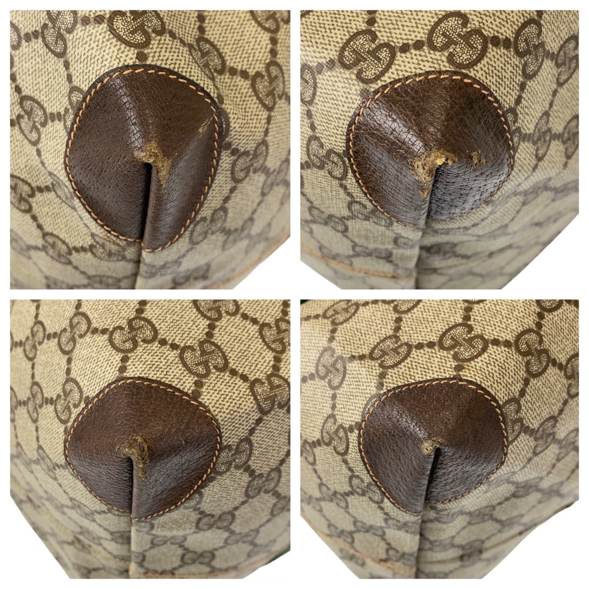 GUCCI グッチ ヴィンテージ オールドグッチ シェリーライン ベージュ ブラウン 茶 GGスプリームキャンバス / レザー 156.19.012 トートバッグ 旅行バッグ  レディース
