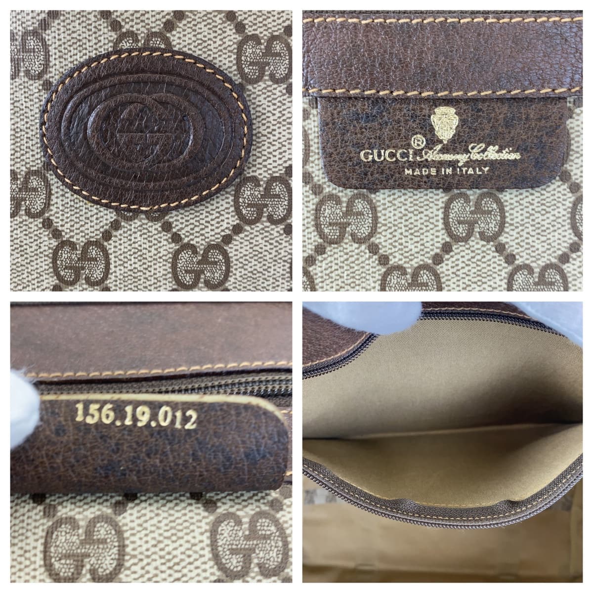 GUCCI グッチ ヴィンテージ オールドグッチ シェリーライン ベージュ ブラウン 茶 GGスプリームキャンバス / レザー 156.19.012 トートバッグ 旅行バッグ  レディース
