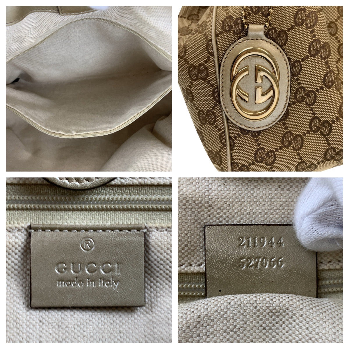 GUCCI グッチ スーキー  ベージュ ゴールド ゴールド金具 GGキャンバス 211944 トートバッグ ハンドバッグ  レディース
