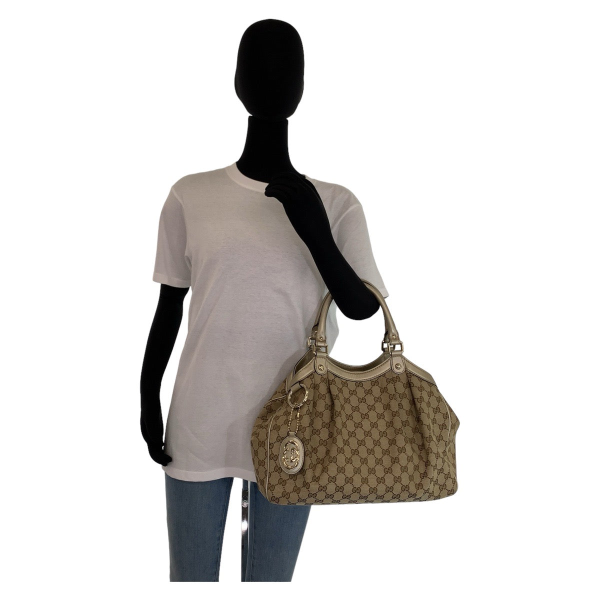 GUCCI グッチ スーキー  ベージュ ゴールド ゴールド金具 GGキャンバス 211944 トートバッグ ハンドバッグ  レディース