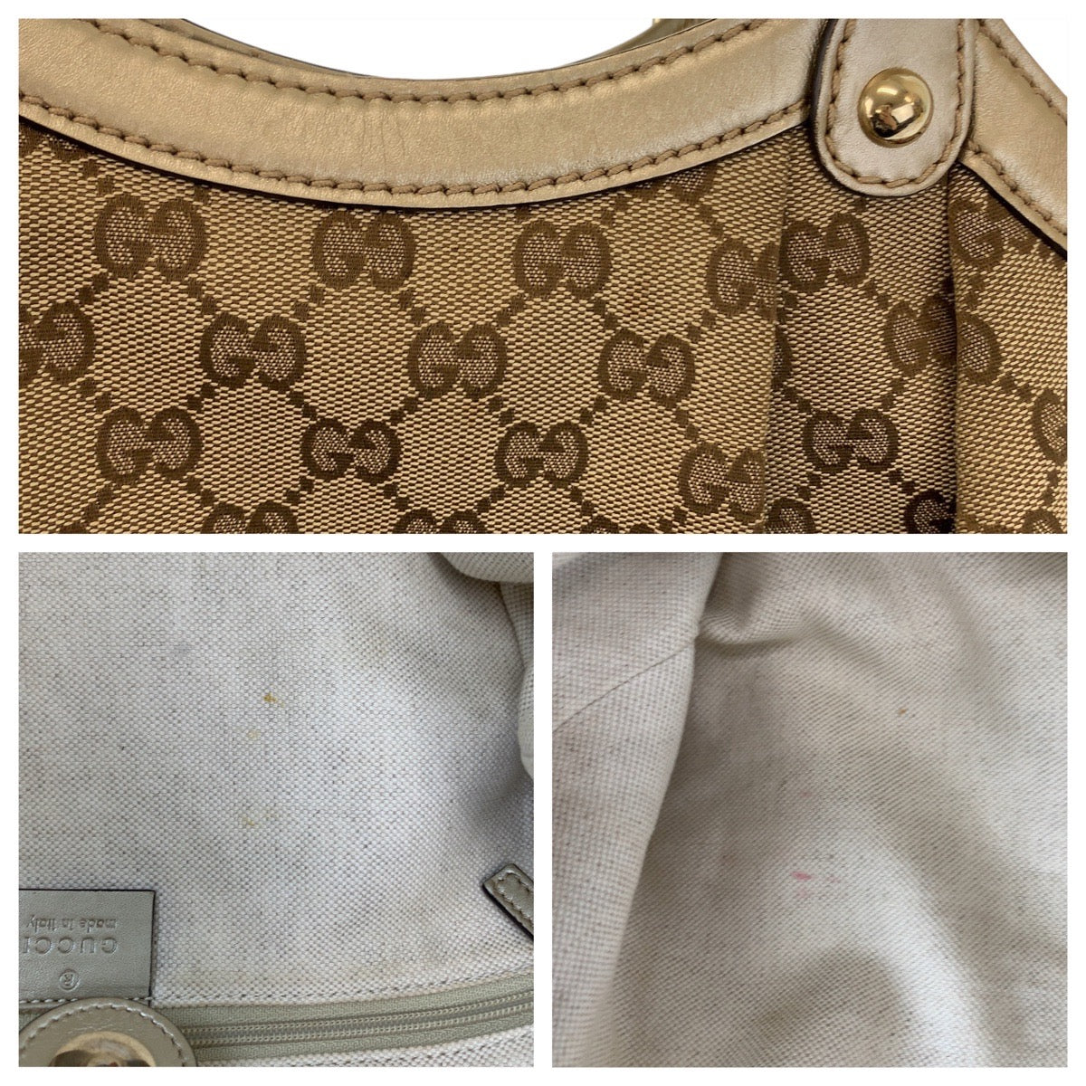 GUCCI グッチ スーキー  ベージュ ゴールド ゴールド金具 GGキャンバス 211944 トートバッグ ハンドバッグ  レディース