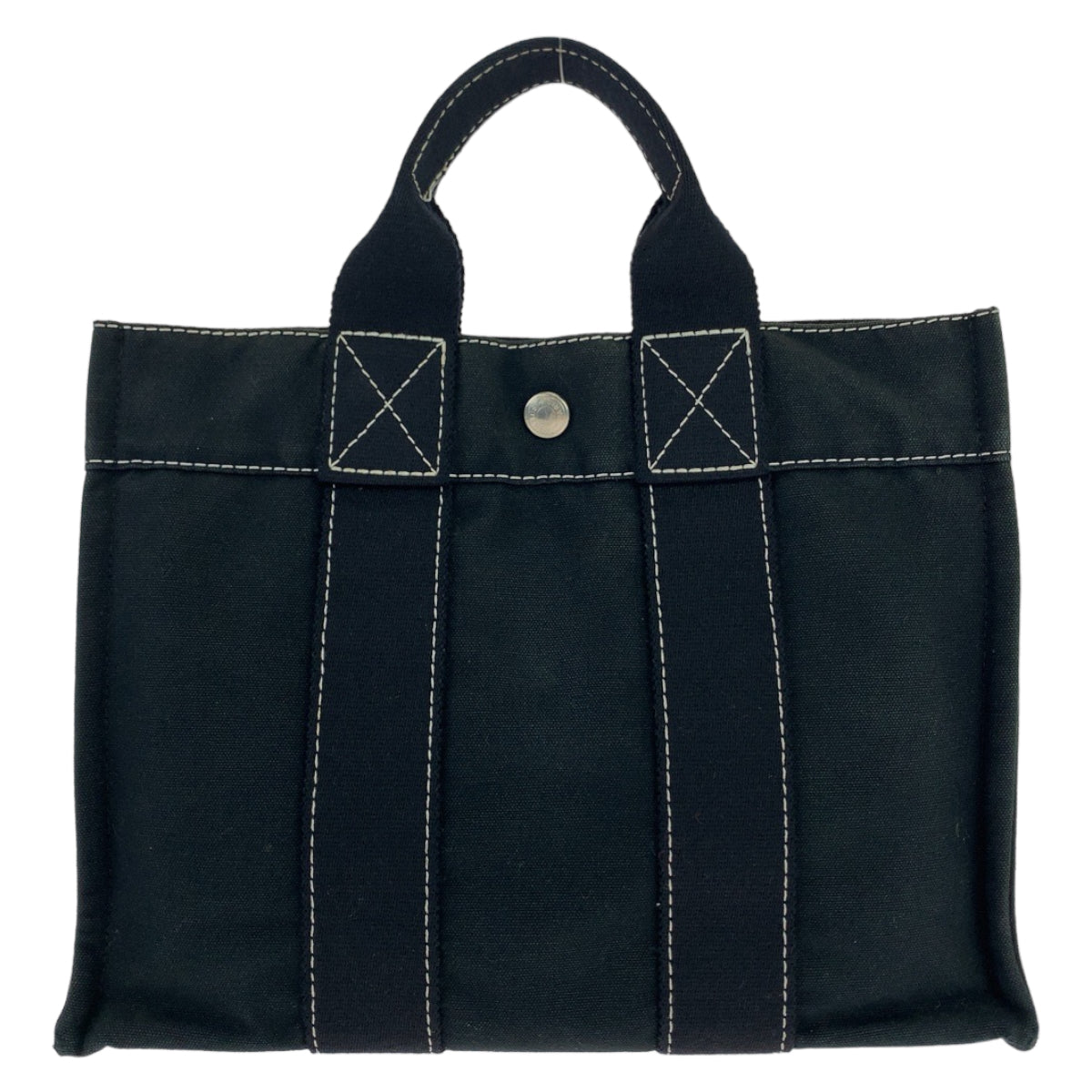 HERMES エルメス ドーヴィル PM フールトゥ 男女兼用 ブラック 黒 シルバー金具 キャンバス ハンドバッグ トートバッグ  レディース