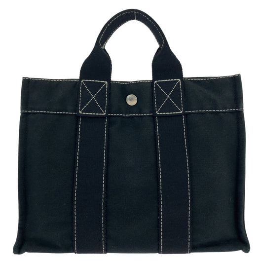 HERMES エルメス ドーヴィル PM フールトゥ 男女兼用 ブラック 黒 シルバー金具 キャンバス ハンドバッグ トートバッグ  レディース