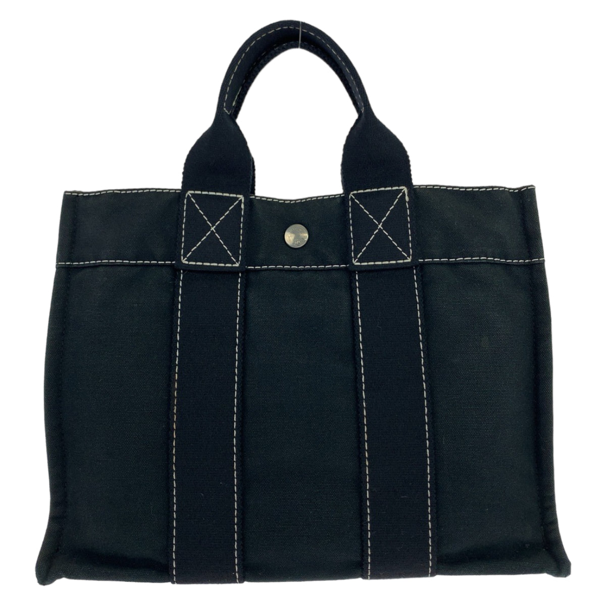 HERMES エルメス ドーヴィル PM フールトゥ 男女兼用 ブラック 黒 シルバー金具 キャンバス ハンドバッグ トートバッグ  レディース