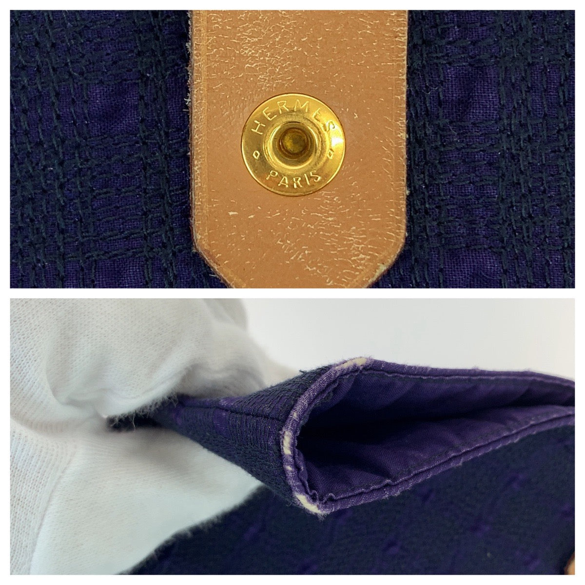 18028
HERMES エルメス アメダバ GM パープル ゴールド金具 キャンバス / レザー トートバッグ ハンドバッグ レディース AB40