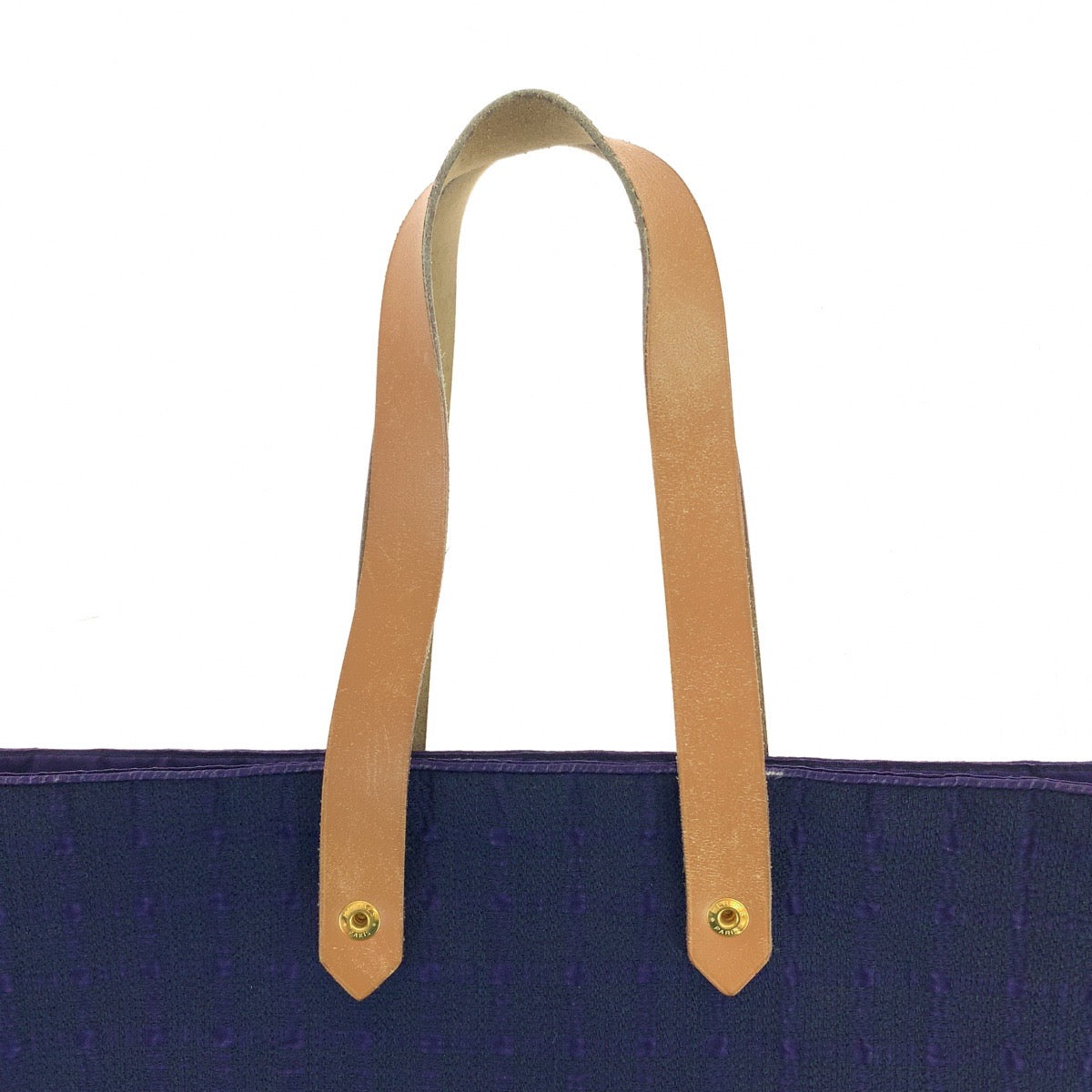 11008
 HERMES Amedaba GM Purple Gold Hardware Canvas/Leather Tote Bag Handbag for Women