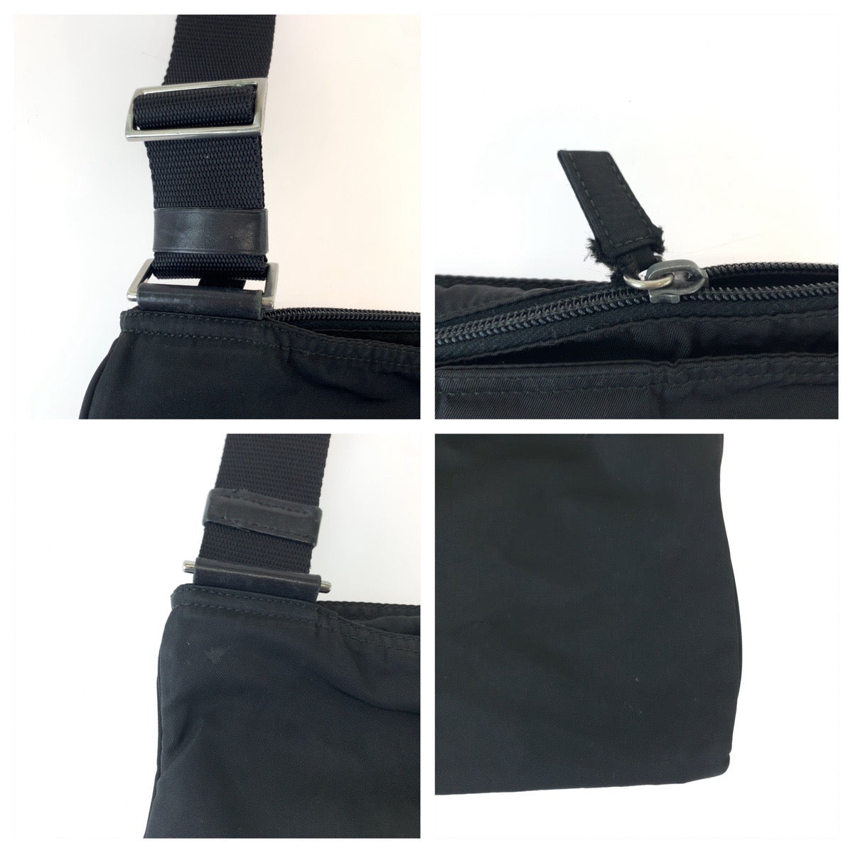 12487
PRADA プラダ テスート 三角ロゴプレート ブラック 黒 シルバー金具 ナイロン ショルダーバッグ 斜め掛け ポシェット  レディース