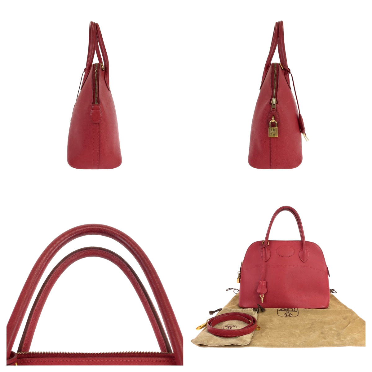 11021
HERMES エルメス ボリード31 ルビー レッド 赤 ゴールド金具 クシュベル ハンドバッグ ショルダーバッグ 2way □D刻印  レディース