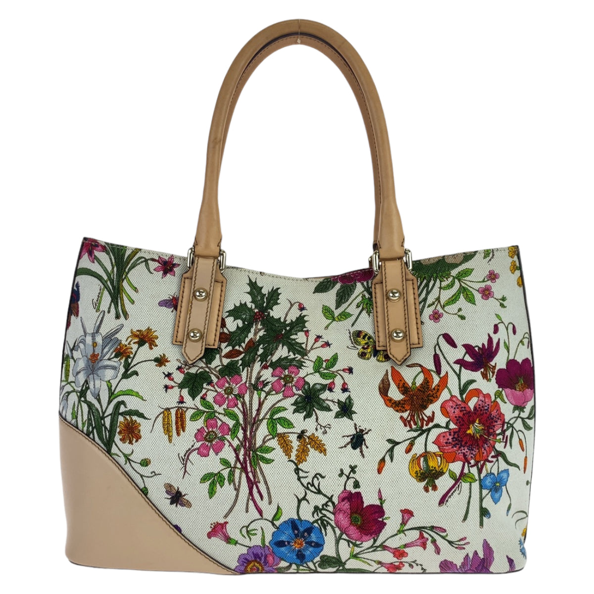 11024
GUCCI グッチ ホースビット フローラ ホワイト 白 ベージュ マルチカラー キャンバス / レザー 137385 ショルダーバッグ トートバッグ  レディース