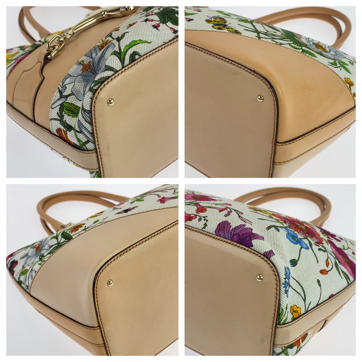 11024
GUCCI グッチ ホースビット フローラ ホワイト 白 ベージュ マルチカラー キャンバス / レザー 137385 ショルダーバッグ トートバッグ  レディース