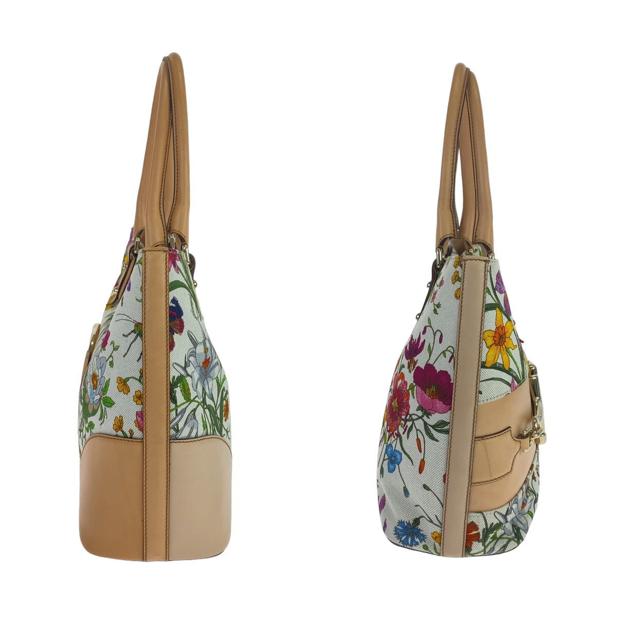 11024
GUCCI グッチ ホースビット フローラ ホワイト 白 ベージュ マルチカラー キャンバス / レザー 137385 ショルダーバッグ トートバッグ  レディース