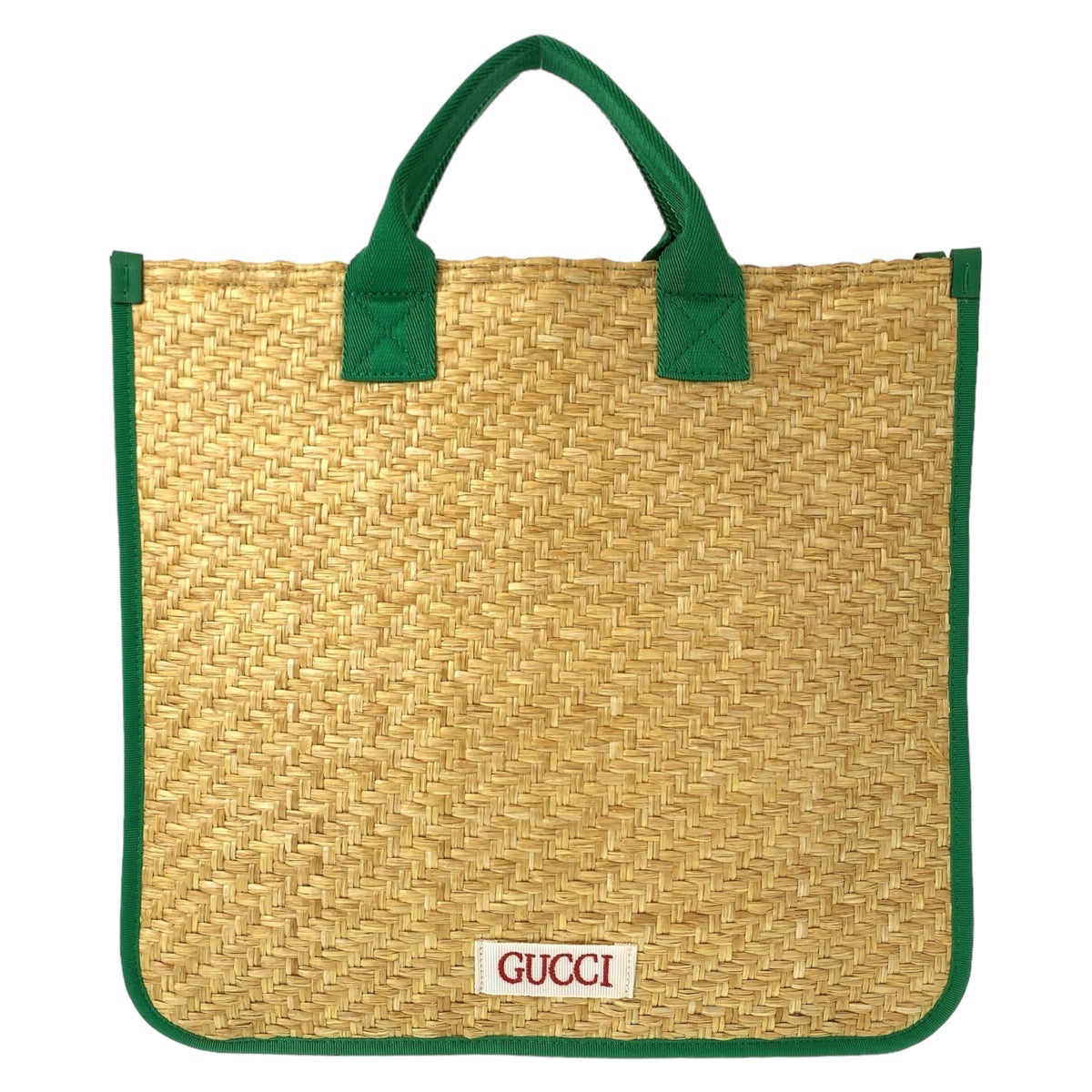 11025
GUCCI グッチ チルドレンズ グライダー ベージュ グリーン 緑 ストロー 605831 トートバッグ ハンドバッグ かごバッグ  レディース
