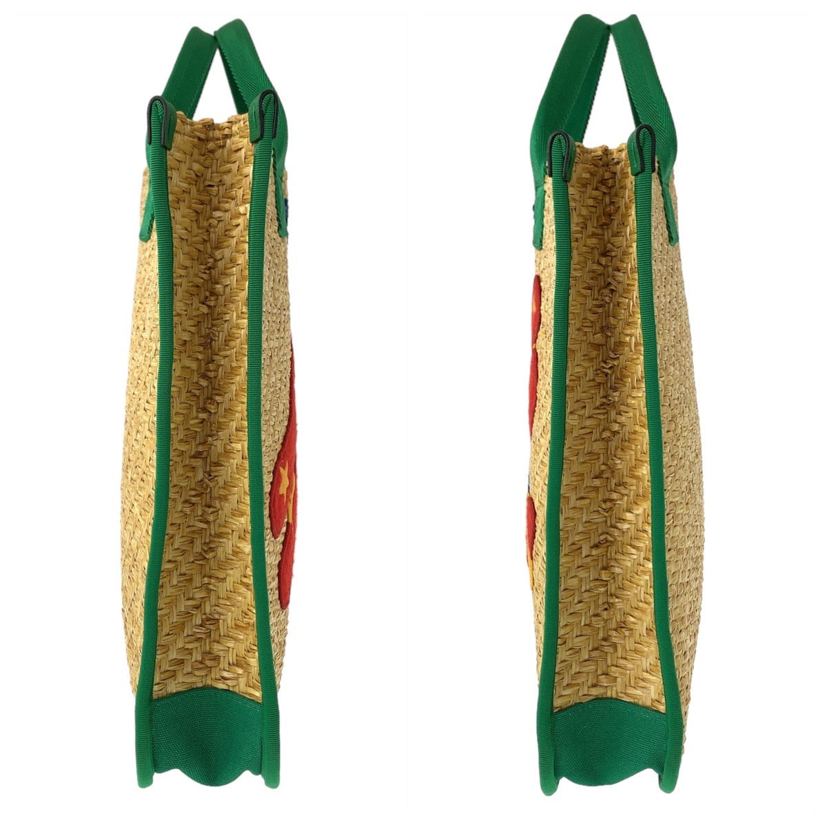 11025
GUCCI グッチ チルドレンズ グライダー ベージュ グリーン 緑 ストロー 605831 トートバッグ ハンドバッグ かごバッグ  レディース