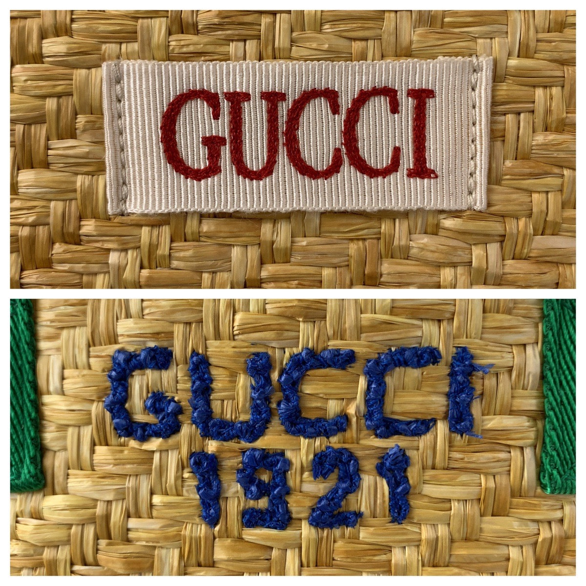 11025
GUCCI グッチ チルドレンズ グライダー ベージュ グリーン 緑 ストロー 605831 トートバッグ ハンドバッグ かごバッグ  レディース
