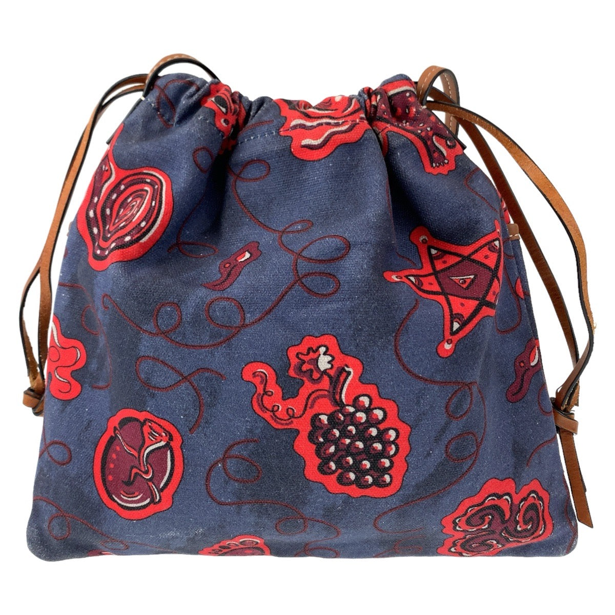 11027
LOEWE ロエベ パウラズ イビザ コレクション ブルー ピンク ブラウン キャンバス / レザー 巾着バッグ 斜め掛け ショルダーバッグ ポシェット 巾着バッグ  レディース