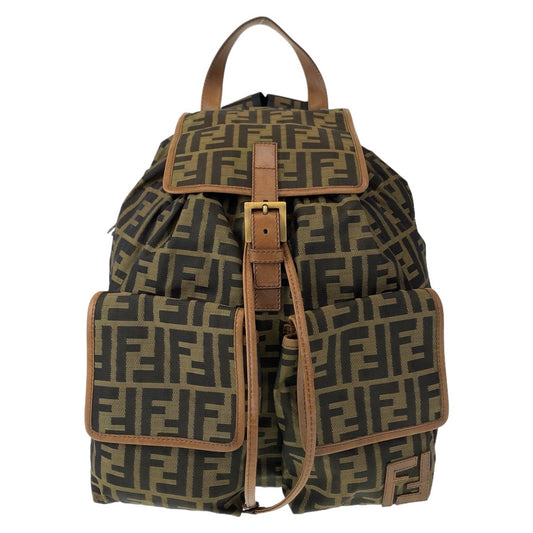 FENDI フェンディ ズッカ ブラウン 茶 ゴールド金具 キャンバス 7VZ001 リュック バックパック  レディース