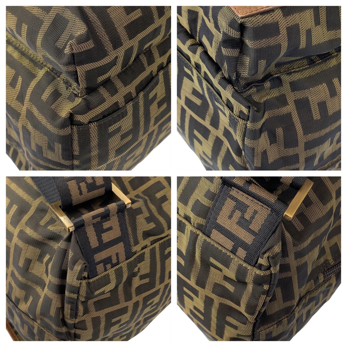 FENDI フェンディ ズッカ ブラウン 茶 ゴールド金具 キャンバス 7VZ001 リュック バックパック  レディース