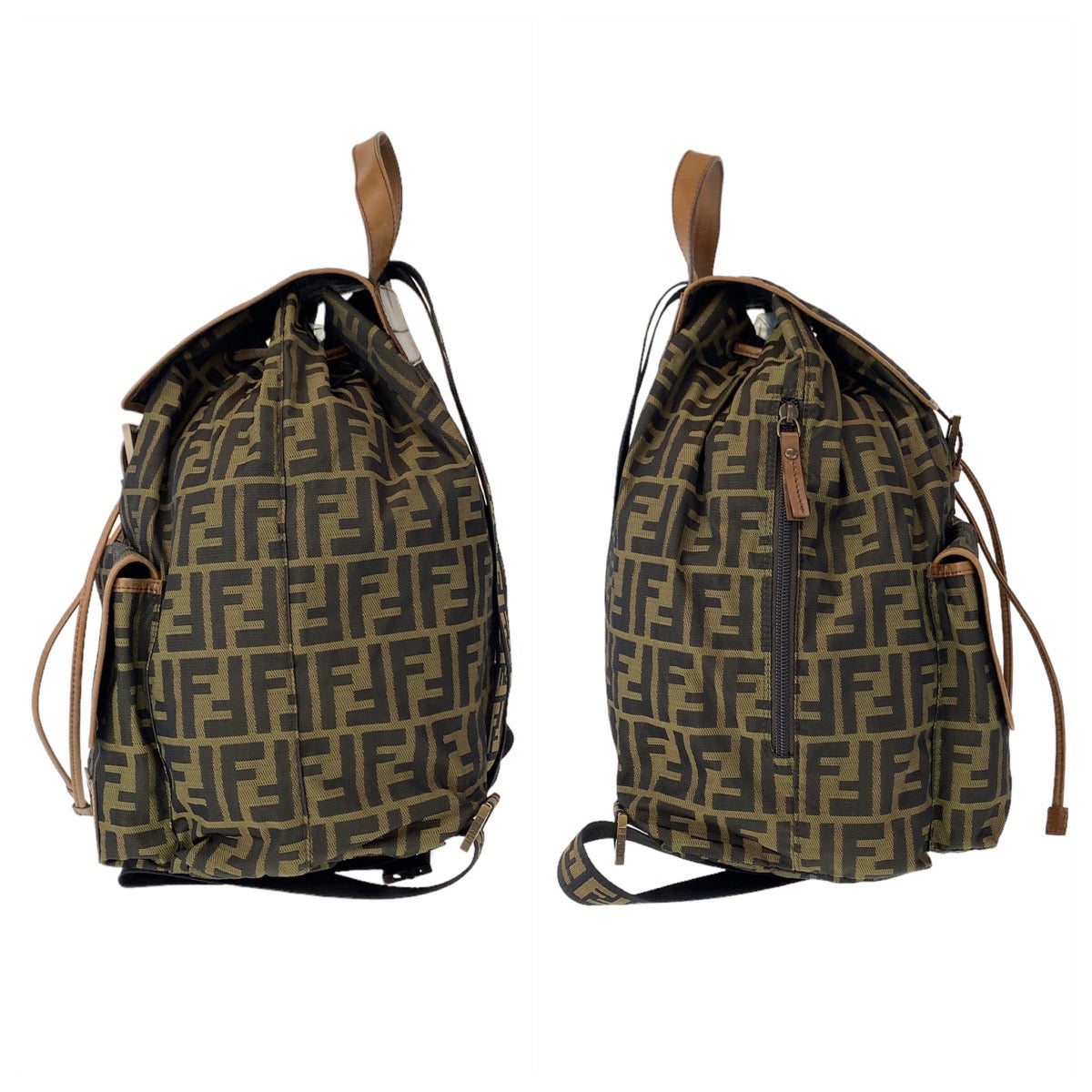 FENDI フェンディ ズッカ ブラウン 茶 ゴールド金具 キャンバス 7VZ001 リュック バックパック  レディース